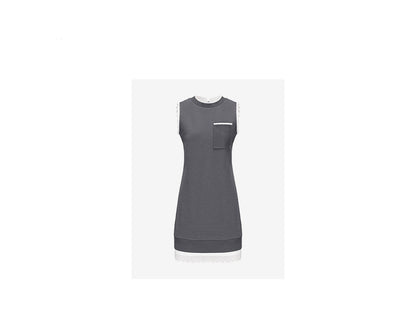 ATELIER MISS LU Lace-panelled Straight-fitting Vest Dress - DOSEY