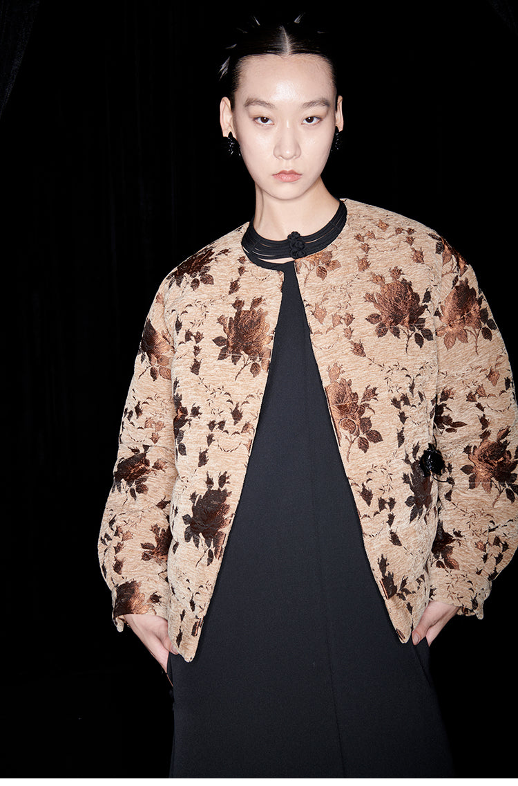 M essential Mackay designer Drop-coffee jacquard puffer jacket - apere.