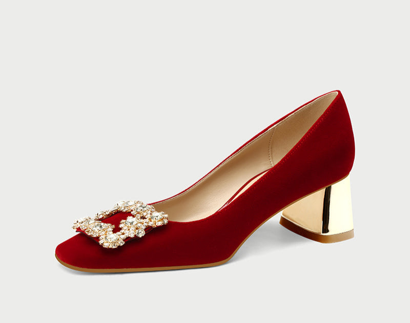 Pjjuu Beautiful Block Wedding Hexiu Wedding Heels - OUTSIDE