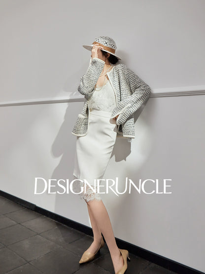 DGU "Sulan" cream cardigan commuting slimming versatile design top - CHARLIE.