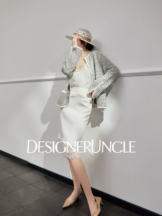 DGU "Sulan" cream cardigan commuting slimming versatile design top - CHARLIE.