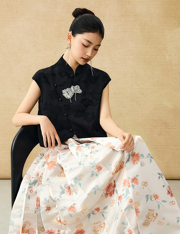 HECO Jacquard Horse Face Pleated Maxi Skirt  - COARSE.