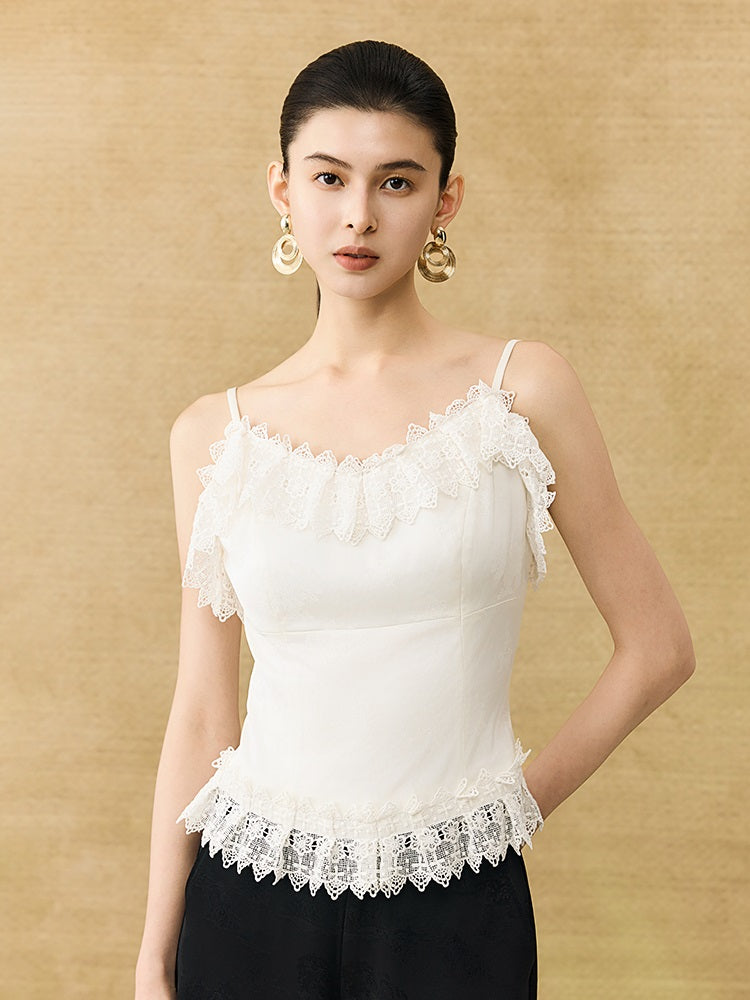 HECO Chinese High-end Acetate Lace Splicing Camisole - ZEPH.