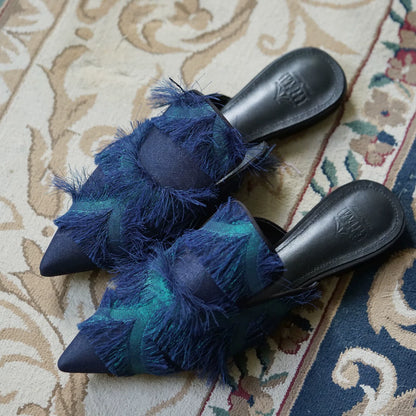 B-FEI elegant dark green mule flats-SPADA.