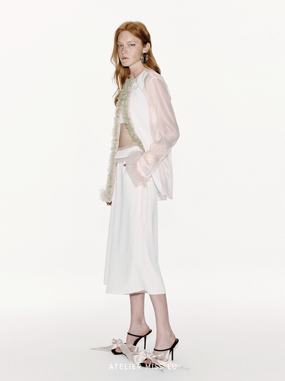 ATELIER MISS LU Authentic Waist Tulle Paneled Wide Leg Pants - KARINA