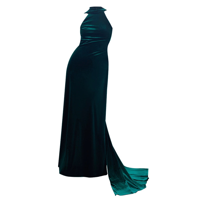 GOUDIN velvet long dresses French simple  dresses-ANKA.
