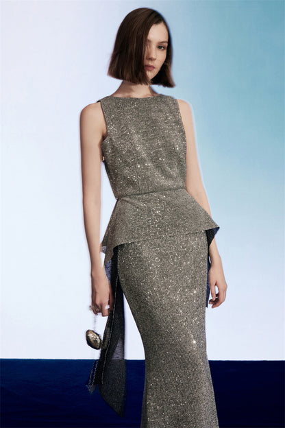 PURITY High-end Luxury micro-bouncing silver glitter, irregular design set- Lady York