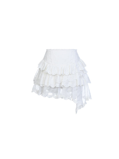FAME Madeira embroidered lace skirt women's short skirt