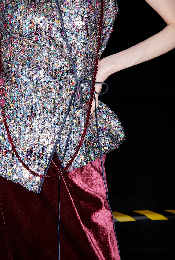 M essential Ma Kai designer Yao Ye embroidered fabric slim side vest - LAPT.