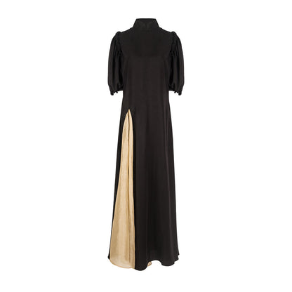 TUYUE black puff sleeve improved cheongsam dress- FERDINAND.