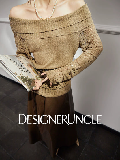 DGU "Oak Autumn" knitted new cut-out long-sleeved versatile pullover top - Emery.