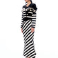 FAME Black and White Striped Beaded Big Bow Barbie Streamer Coat jacket - Tuggi