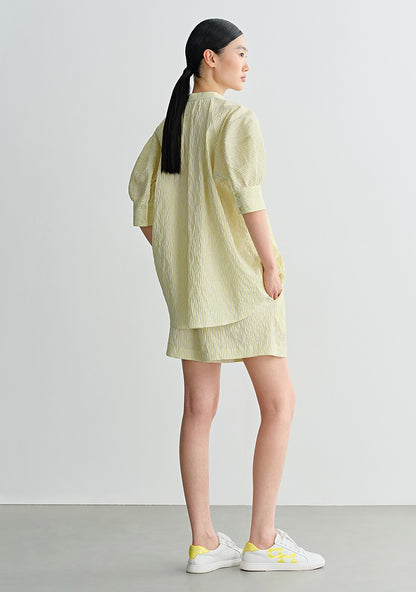 COMME MOI Yellow puff sleeve low-neck shirt - GRANT.