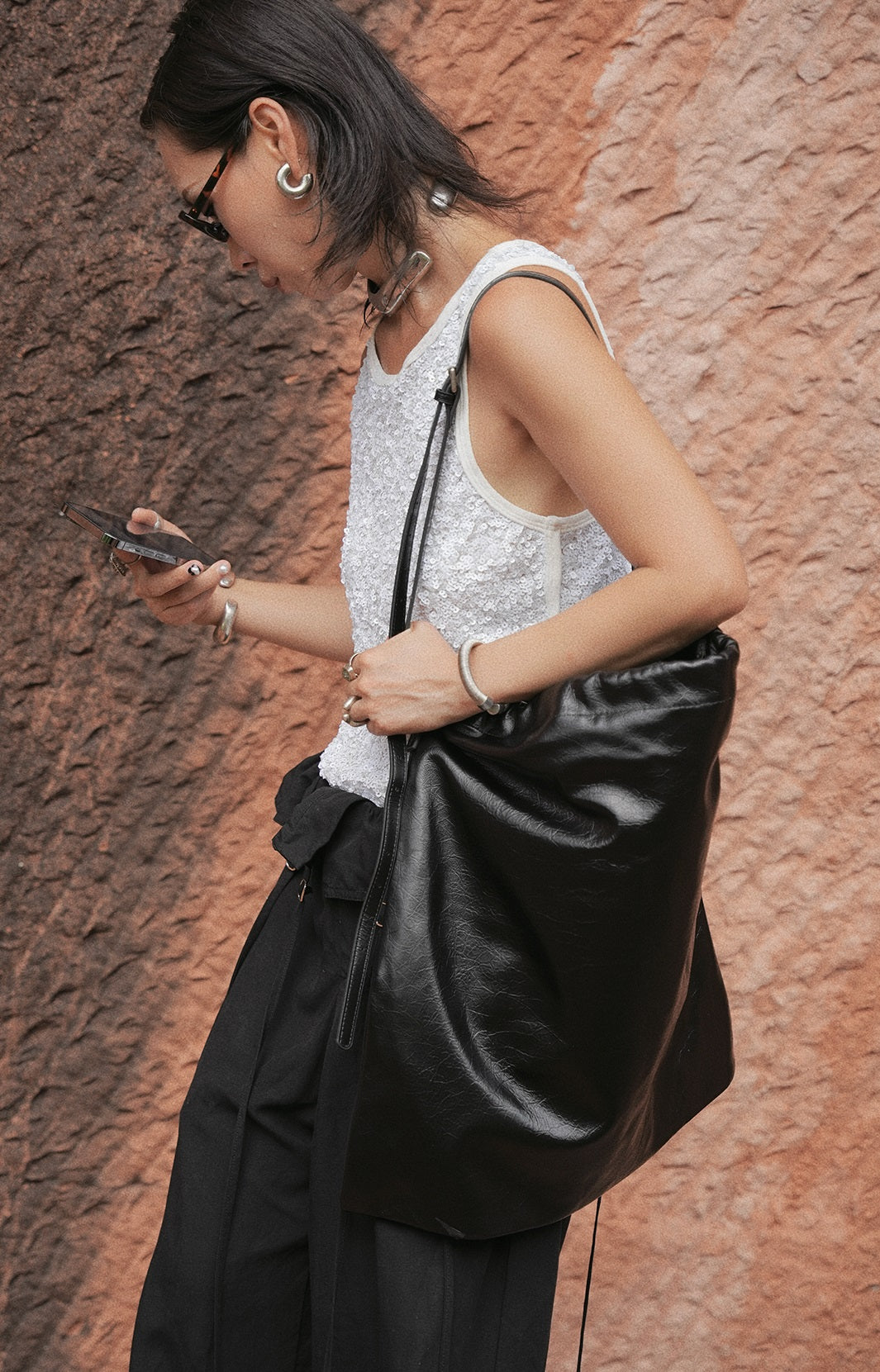 IUBALLET New Simple Large Shoulder Tote Bag Genuine Leather - FRAME .