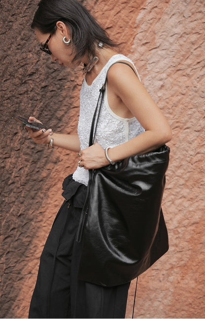 IUBALLET New Simple Large Shoulder Tote Bag Genuine Leather - FRAME .