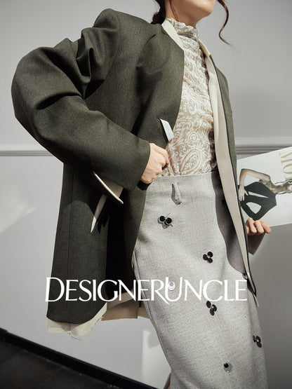 DGU|Twilight Mountain Gray New High-End Loose Slimming Versatile Blazer - Stephan.