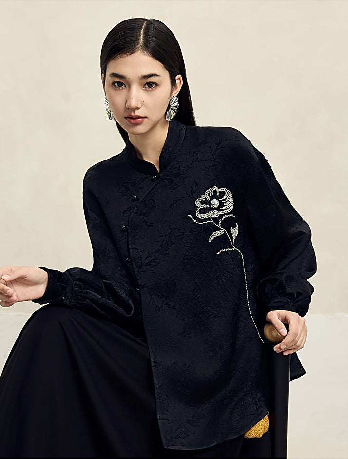 HECO Vinegar Peony Handmade Beaded Embroidered Tops Women - MERCY.