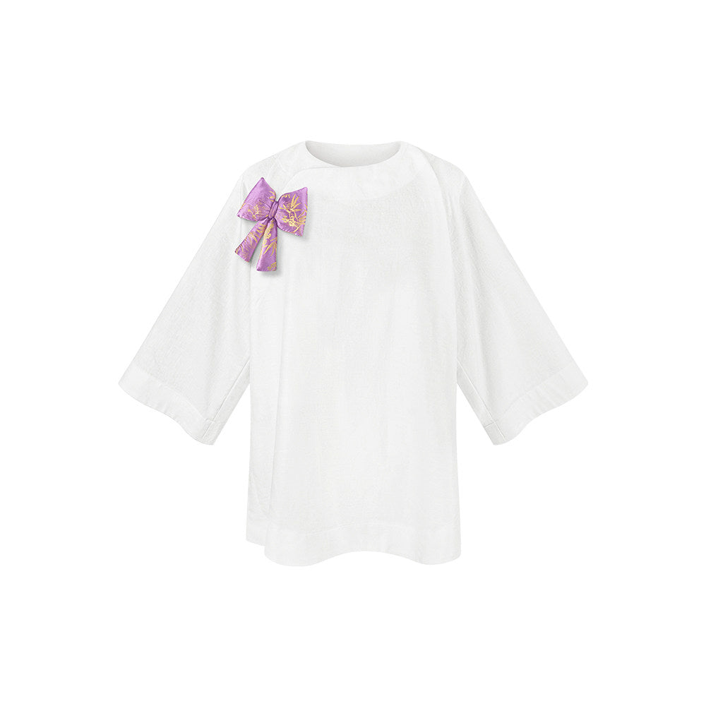TUYUE White Simple Three-quarter Sleeve Top - BAMBI.