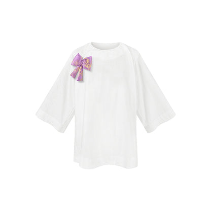 TUYUE White Simple Three-quarter Sleeve Top - BAMBI.