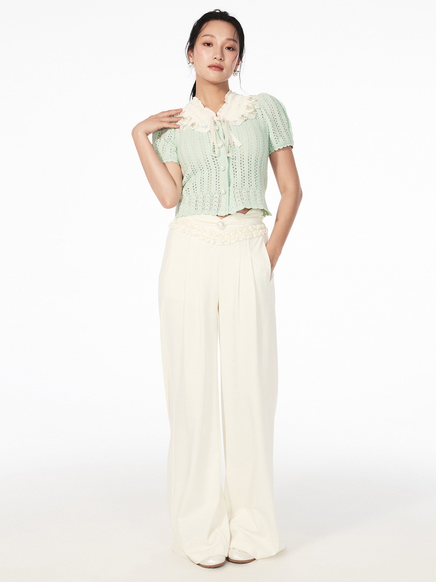 FAME Rococo Embroidered Lacey Pants- ANTHONY