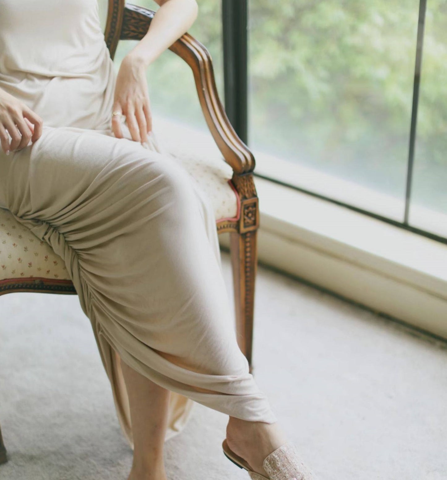 B-FEI couture paneled mules flat pointed toe slippers-YUNO.