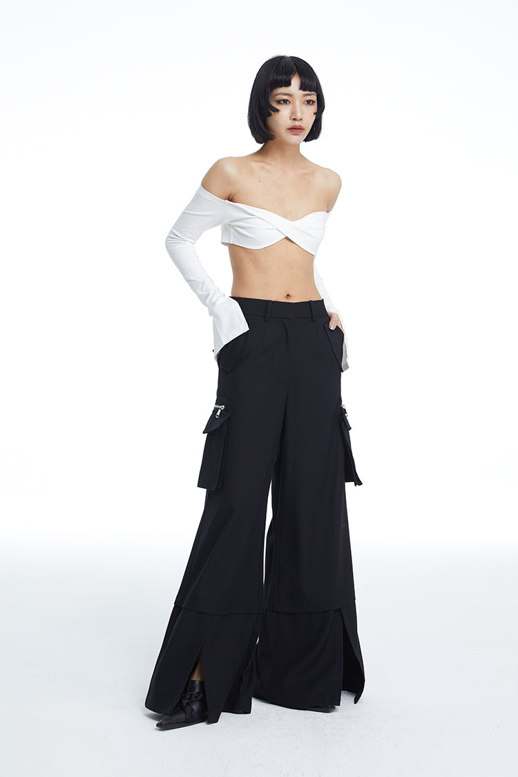 TINY IN Pocket Detachable Loose Track Cargo Pants-NIA