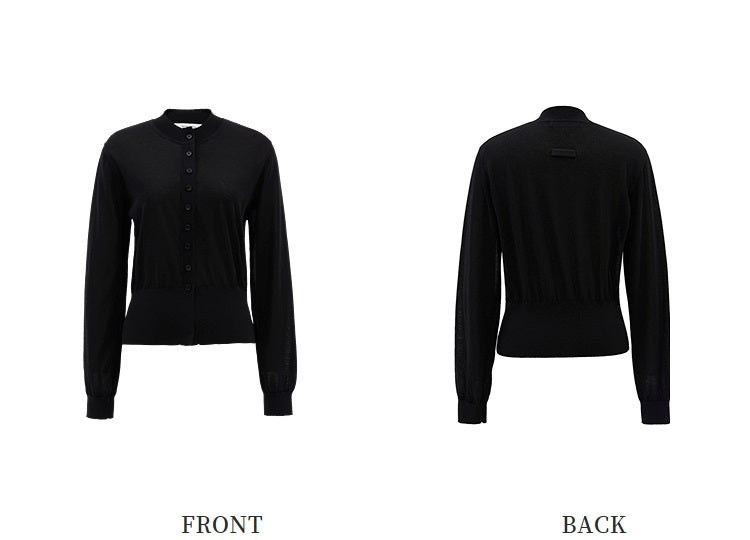 ZHUCHONGYUN black crew neck long sleeve thin knit top-RYOUKO.