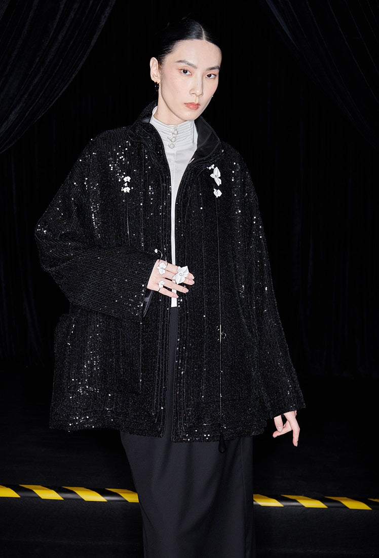 M essential Ma Kai designer Jingye embroidered fabric multi-collar structure jacket - DIVINE.