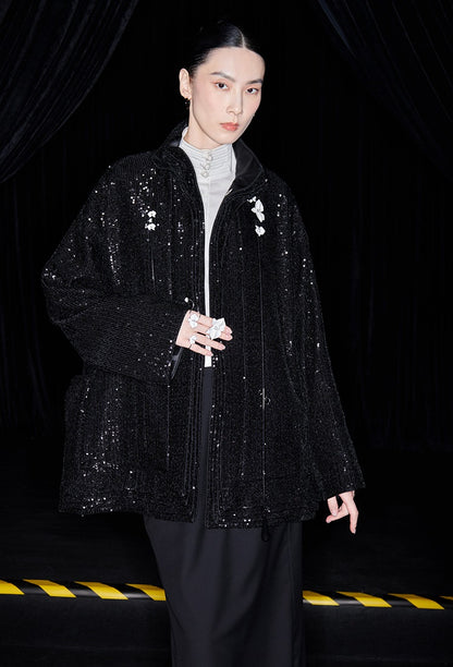 M essential Ma Kai designer Jingye embroidered fabric multi-collar structure jacket - DIVINE.