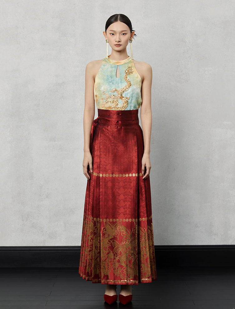 HECO silk tie-dye jacquard vest camisole top women - grat.