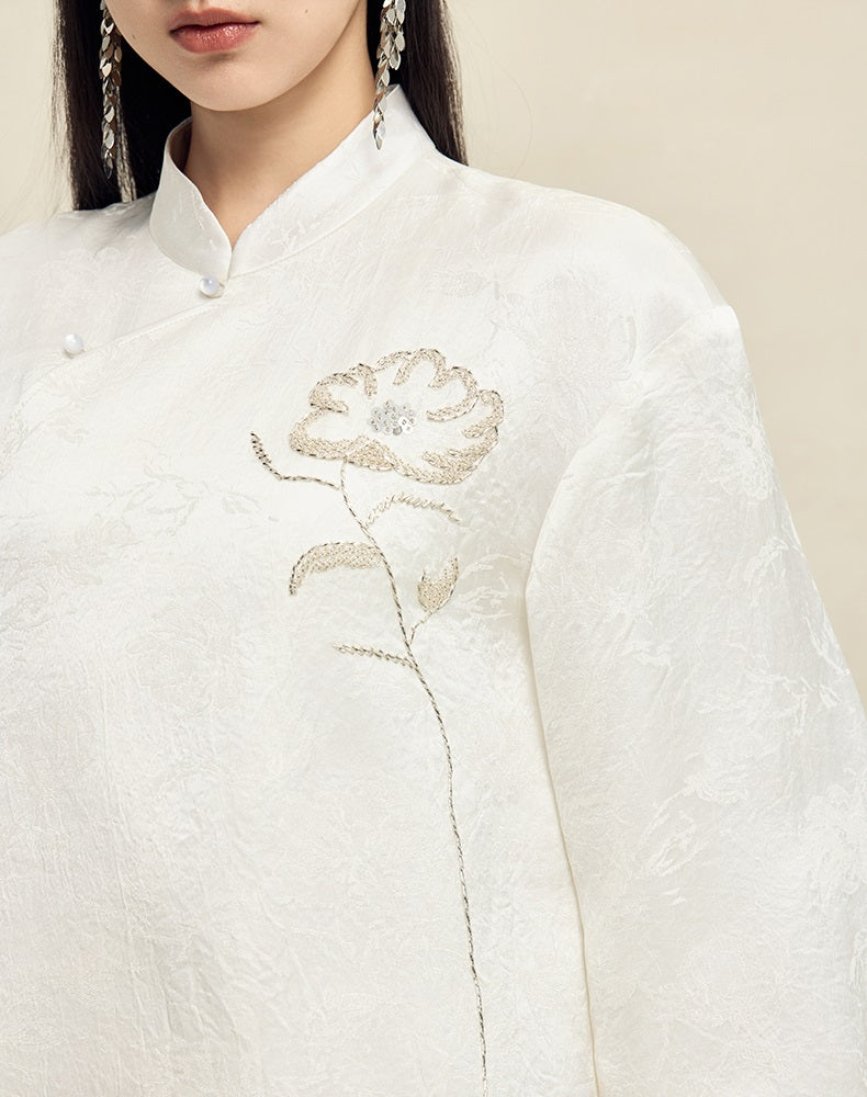 HECO Vinegar Peony Handmade Beaded Embroidered Tops Women - MERCY.