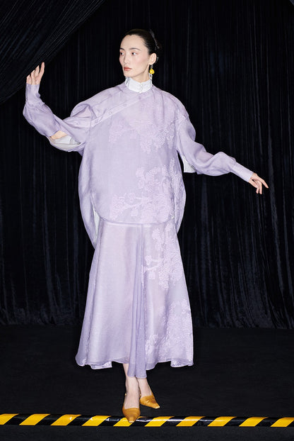 M essential Mackay designer taro jacquard silhouette placket shirt - JESSY.