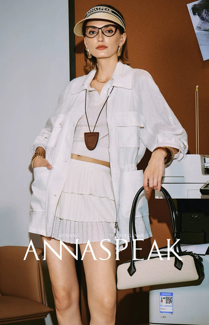 ANNASPEAK  linen light drawstring shunting jacket-SAYE.