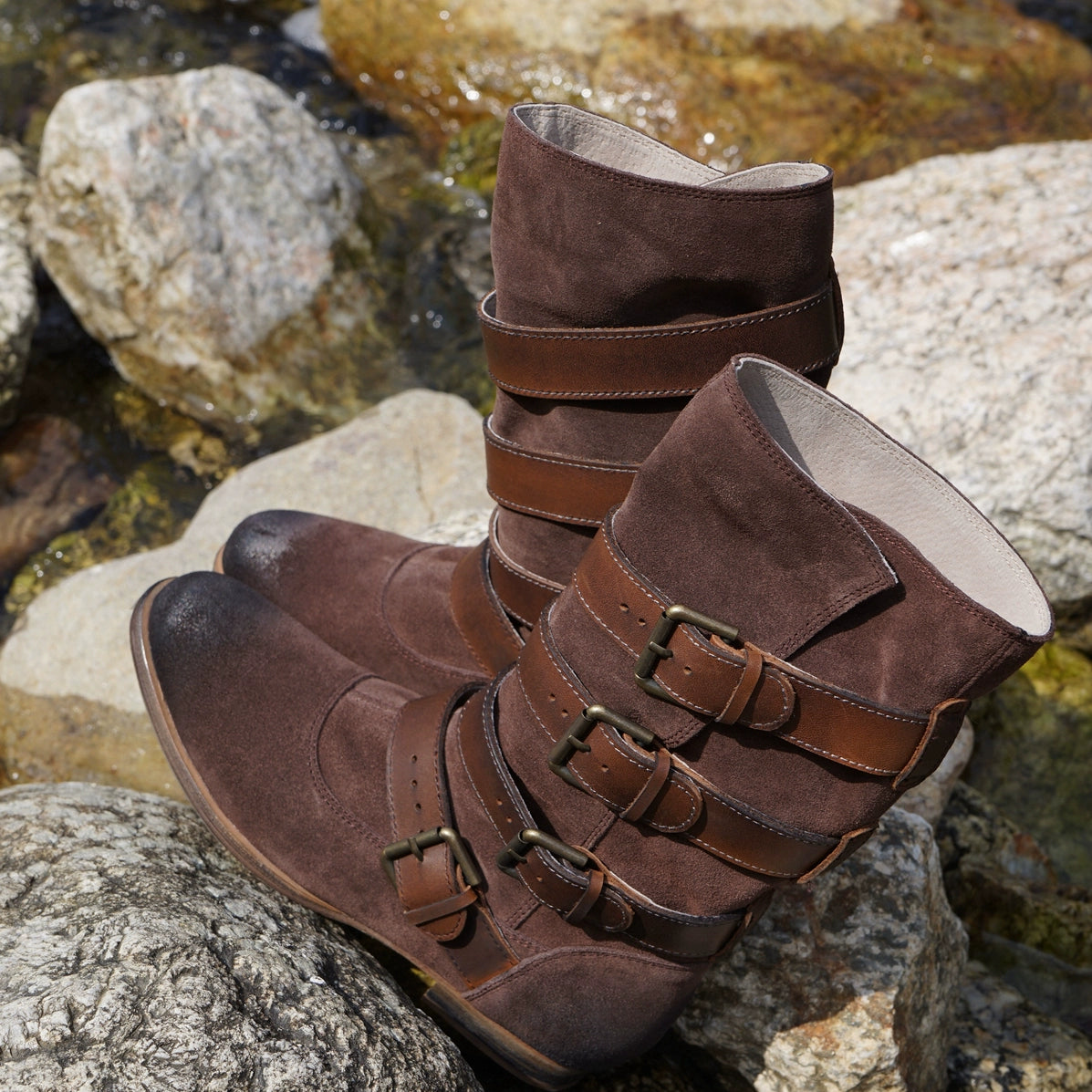 B-FEI Retro Aesthetic Denim Cargo Rider Boots-CHIBU.