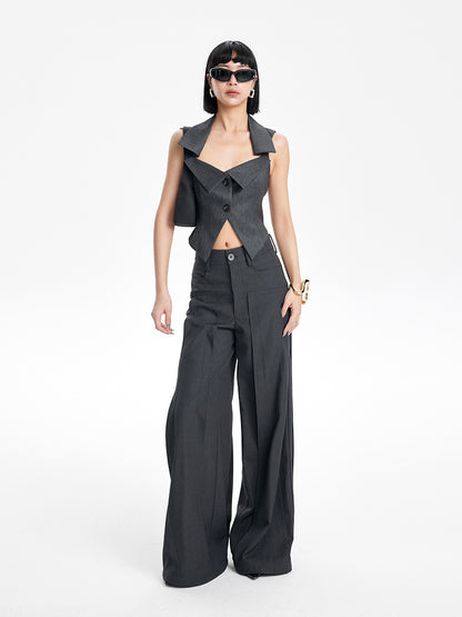 TINYIN heavy work patchwork wide-leg versatile black pants -GASSY