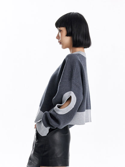 TINY IN WOMEN'S LOOSE DROPPED CUT-OUT SHORT SWEATERS-MIE