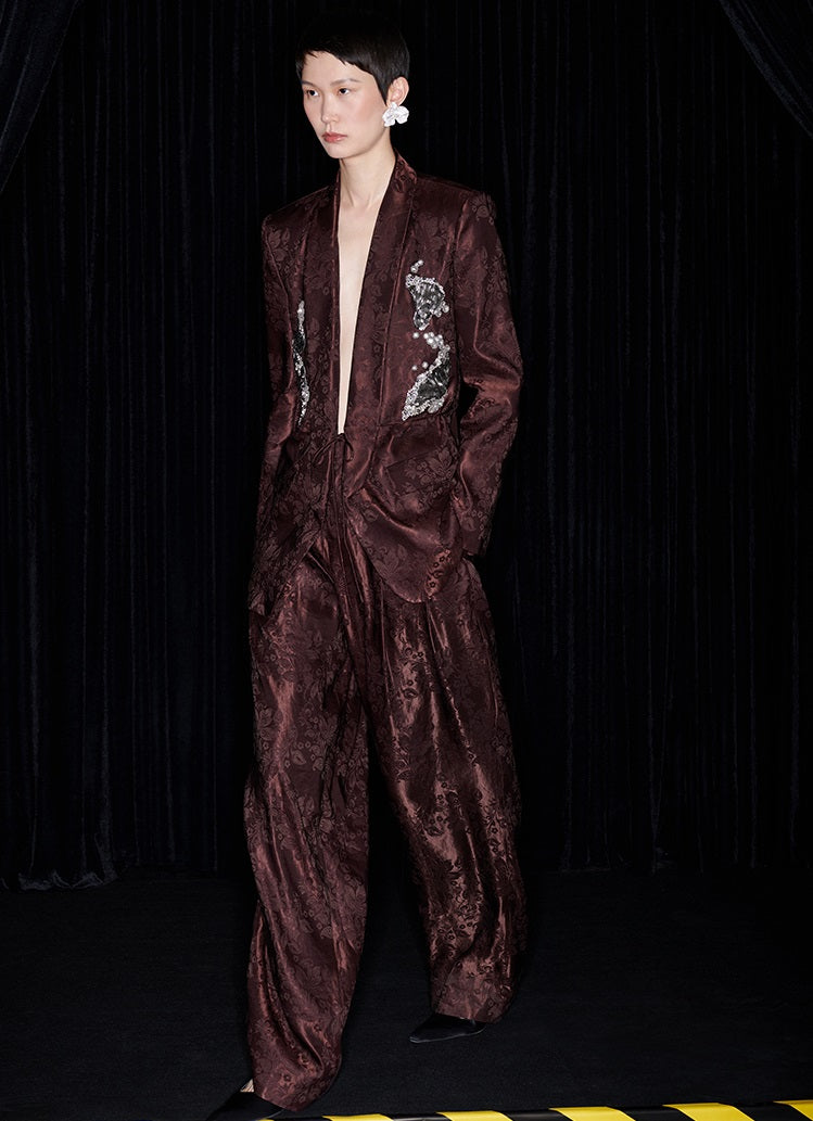 M essential Mackay designer embroidered jacquard pant suit - Buniu.