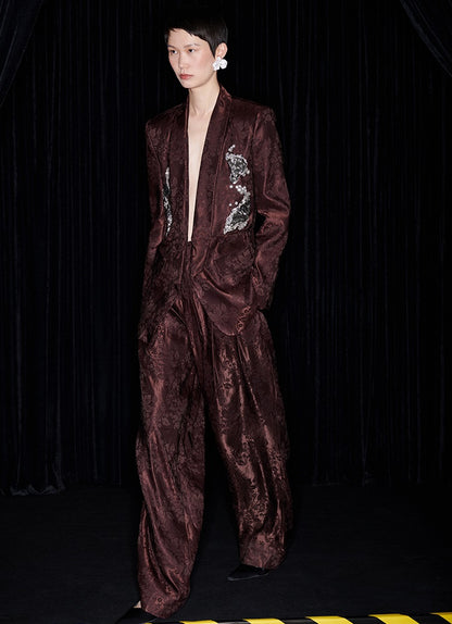 M essential Mackay designer embroidered jacquard pant suit - Buniu.