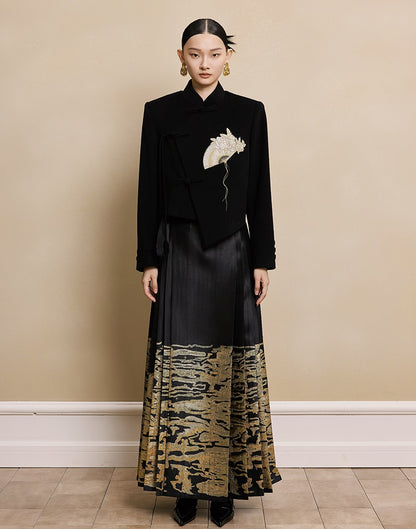 HECO Camellia Embroidered Tweed Short Jacket - crow.