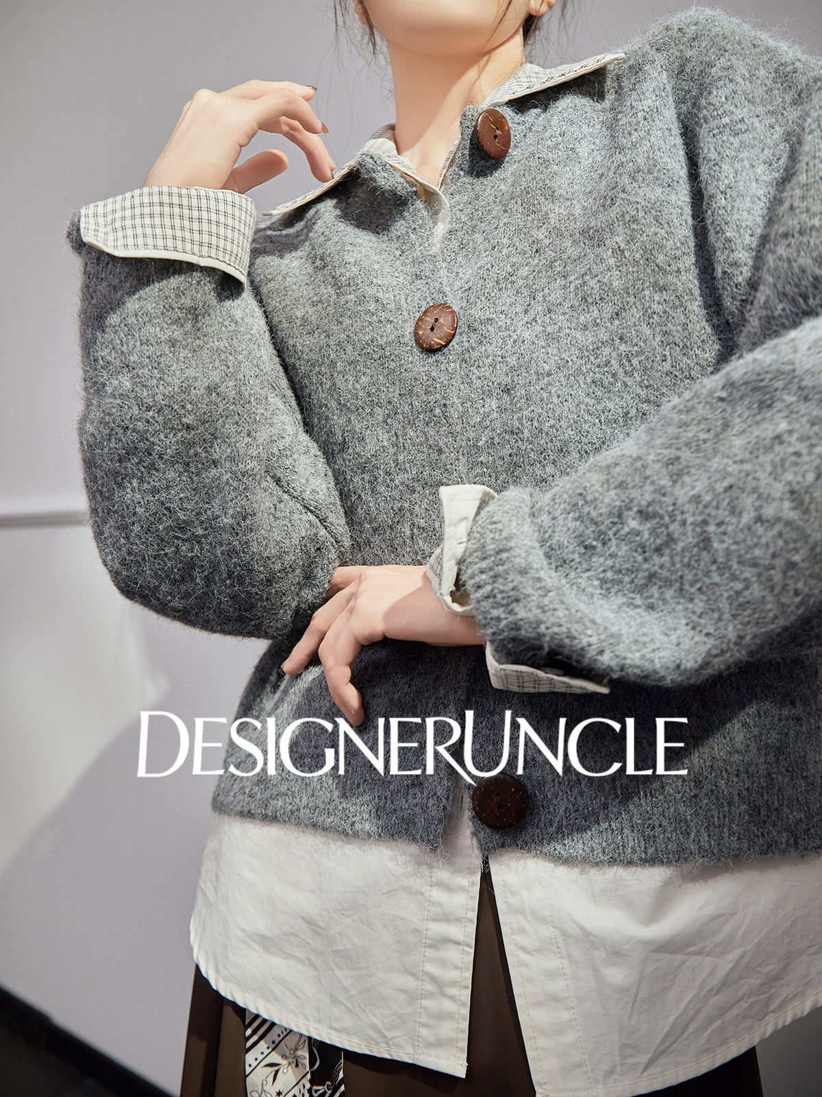 DGU "Mist Blue" gray autumn new loose outerwear versatile slimming top - JONES.