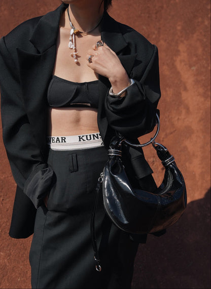 IUBALLET Silver Croissant Handle Armpit Bag - SAYS.