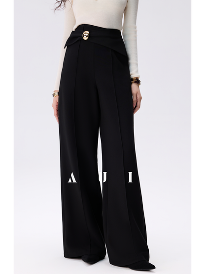 AUI Black Professional  Suit High-Waisted Slim Straight Leg Pants - Jun
