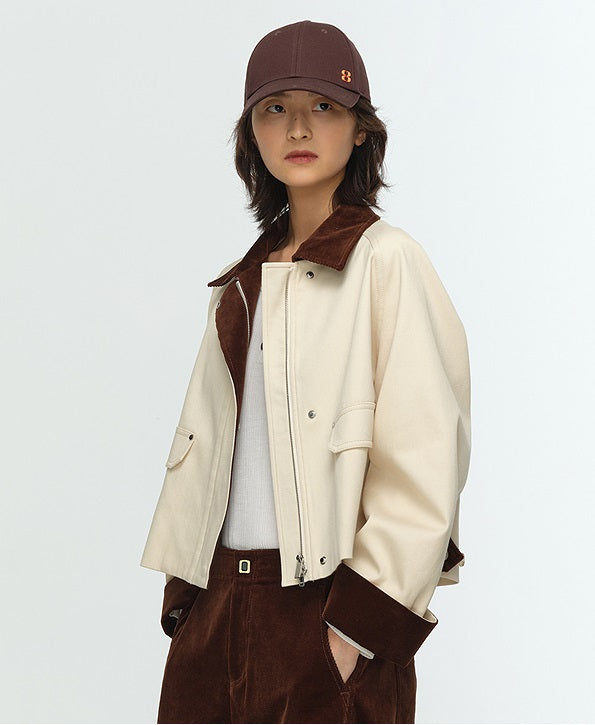 COMME MOI Lu Yan designer new women's contrasting corduroy cargo jacket - FLINCH.