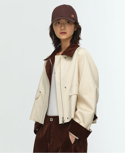 COMME MOI Lu Yan designer new women's contrasting corduroy cargo jacket - FLINCH.