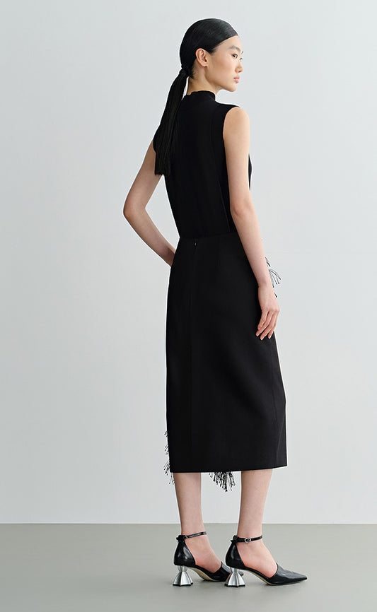 COMME MOI Lu Yan designer new women's black turtleneck wool knitted vest - MONEY.