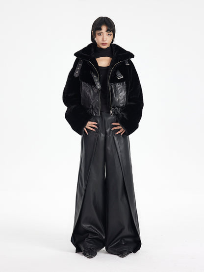TINY IN black high waist casual wide leg long pants-EMI