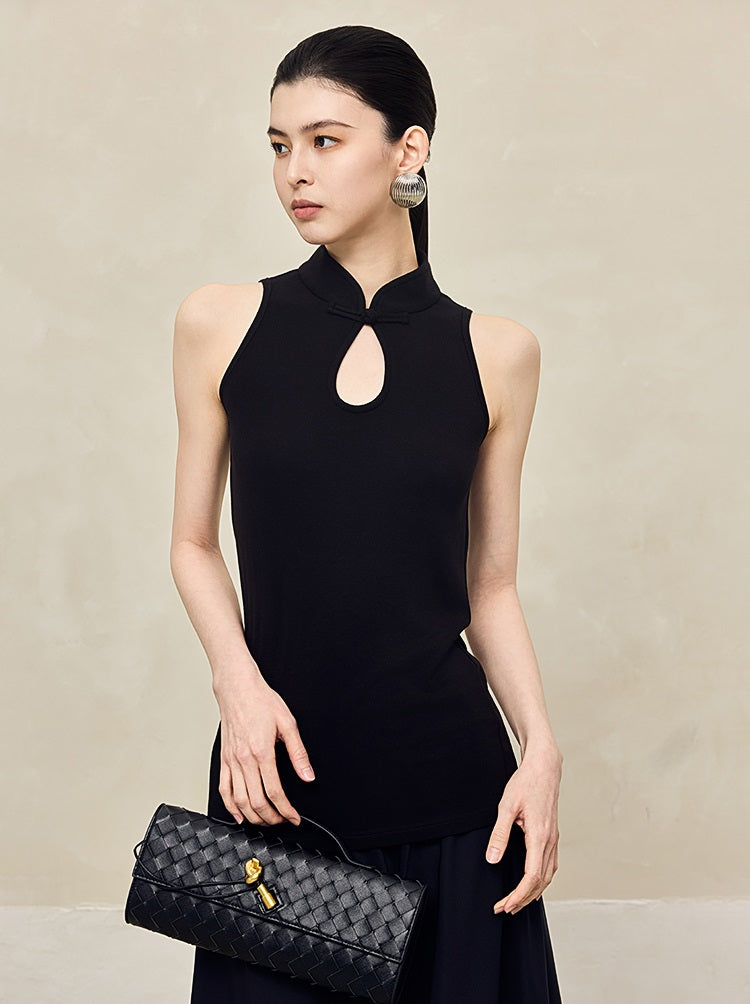 HECO Disc Buckle Knitted Sleeveless Top- ANGLES.