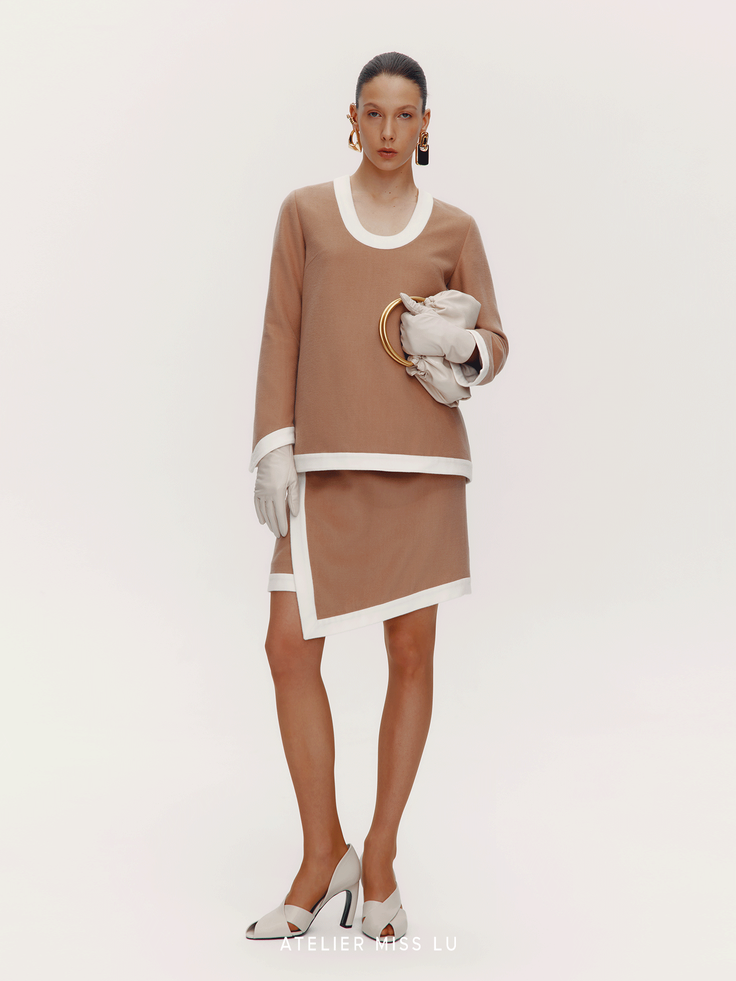 ATELIER MISS LU Wind Irregular Sheep Wool Blend Skirt - PORCH.