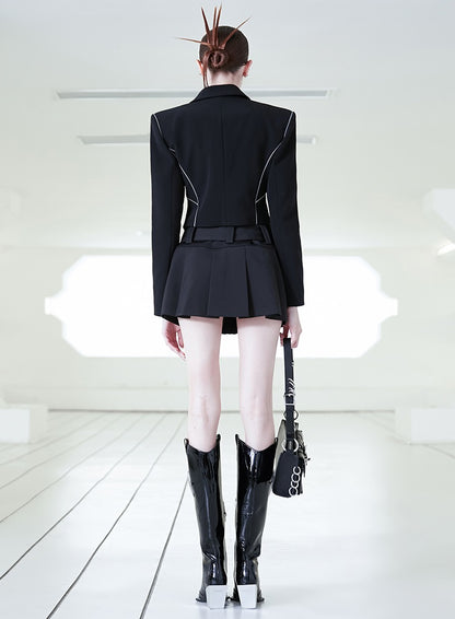 ANNAKIKI  low-waisted Japanese button fractal pleated short skirt-NIDIA.