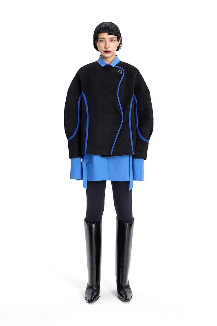 TINY IN Line Cropped Tweed Women's Black Jacket - KENCHO